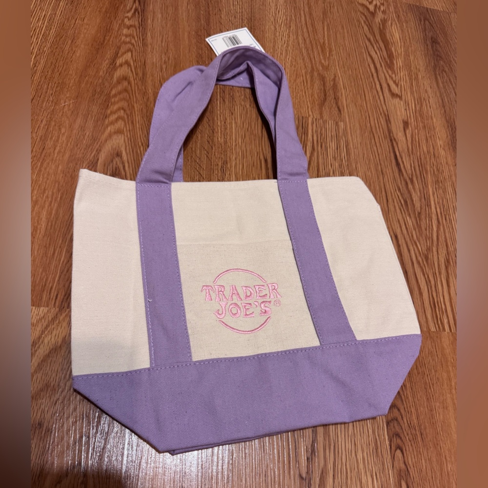 Trader Joe’s, mini Purple and Cream Tote Bag